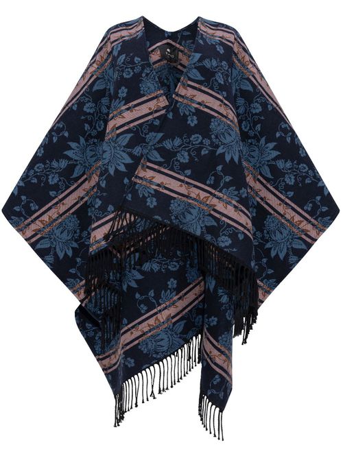 Floral poncho - Blue