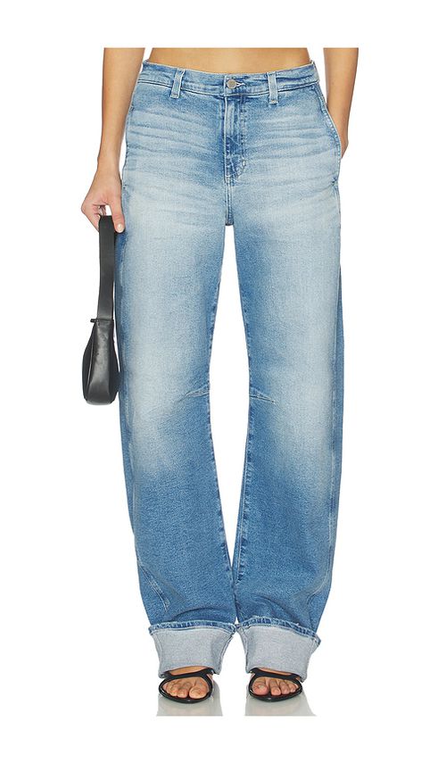 AG Jeans Mercer High Rise Barrel Extended Jeans in Blue. - 32 also , 25, 27
