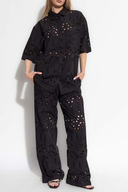 Gestuz Openwork Shirt, Women's, Black