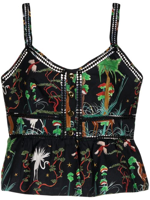 Graphic-print sleeveless top - Black