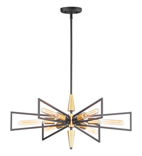 Black Satin Brass Six Light Chandelier from the Wings Collection