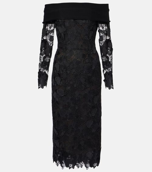 Orchid floral guipure midi dress