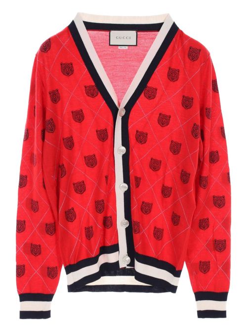 2010s v-neck cardigan - Red