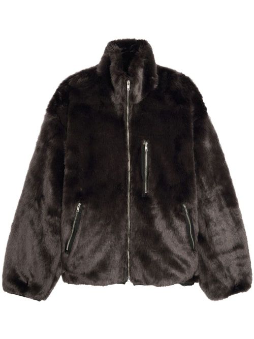 Faux fur track jacket - Brown