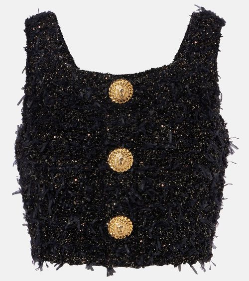 Balmain Lamé tweed crop top