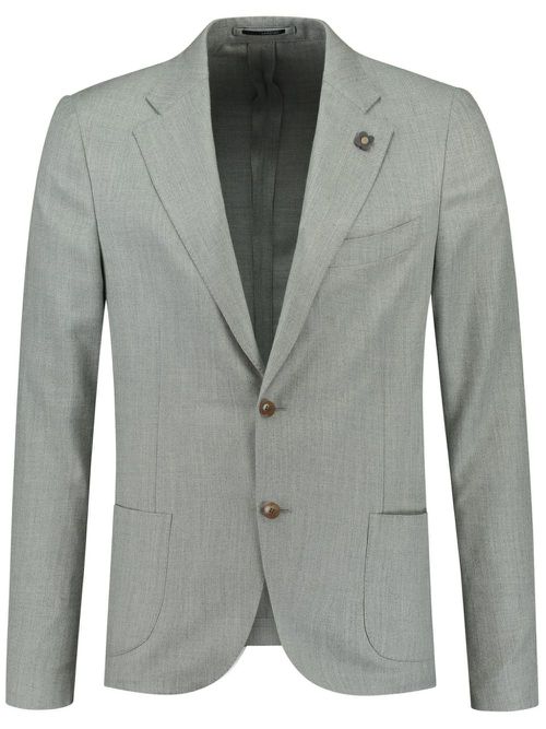 Brooch-detail single-breasted blazer - Grey