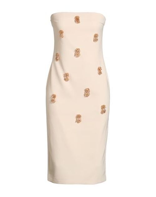Woman Midi dress Cream Size M Polyester, Elastane