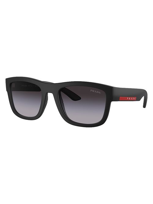 Men's 56MM Pillow Sunglasses - Matte Black Smoke