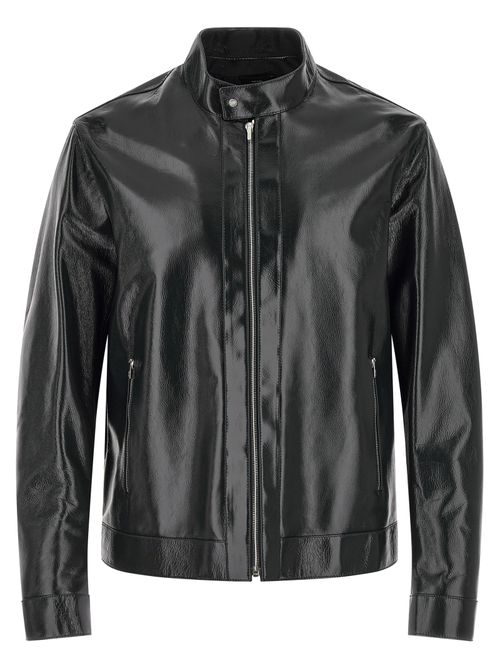 Lacquered Lamb Leather Jacket — Blue