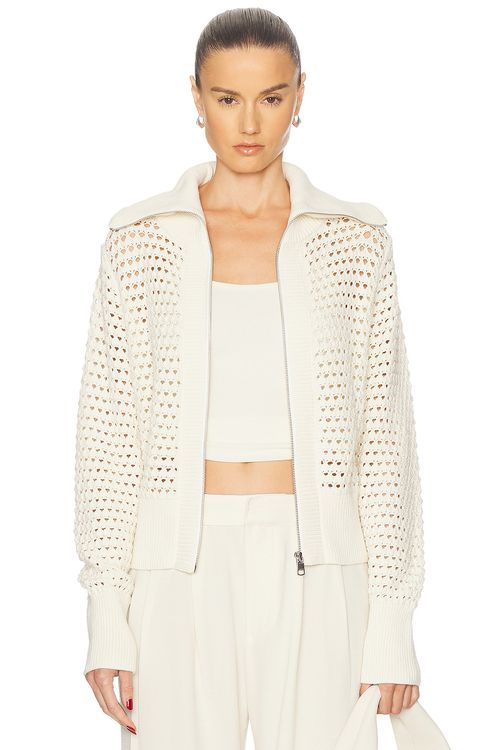 Varley Eloise Full Zip Knit Sweater in Egret - Cream.  L also in