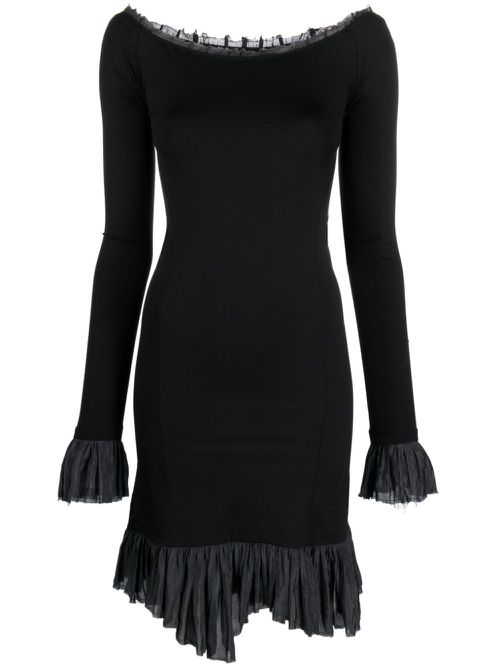 Off-shoulder flared-hem dress - Black
