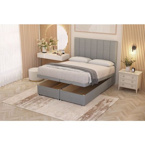 Alexas Divan Ottoman Bed with Midnight Pocket Spring Mattress and Headboard Linen Fabric