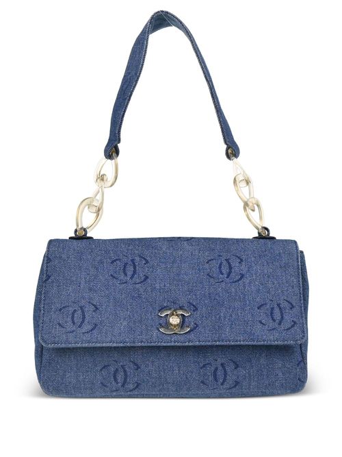 2002 interlocking-CC denim handbag - Blue