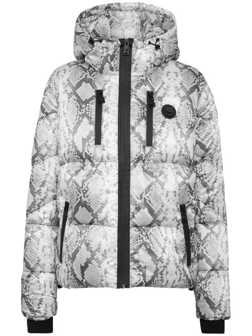 Logo-print puffer jacket - Grey