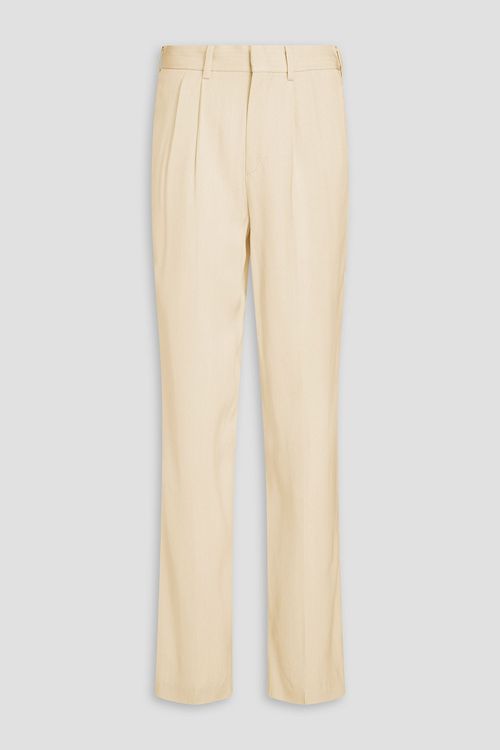 Petar Petrov - Precious pleated grain de poudre straight-leg pants - White - FR 40