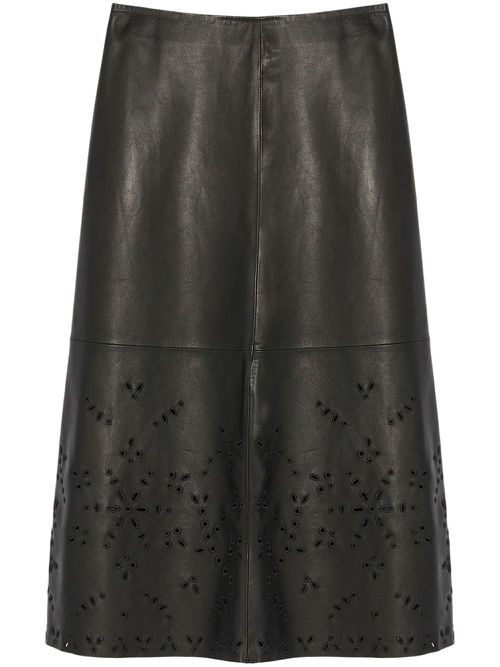 Leather midi skirt - Black