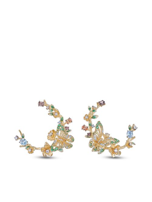 18kt yellow gold Orchard Garland gemstones earrings