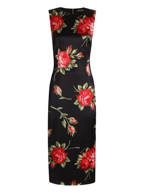 Roses Bouquet Print Midi Dress