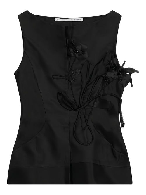 Floral-appliqué top - Black