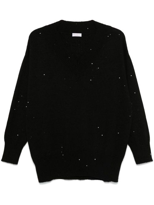 Sequin-embellished sweater - Black
