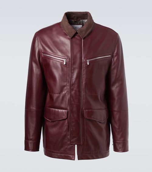 Padded leather jacket