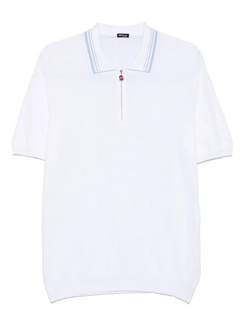 Textured Cotton Polo Shirt — White