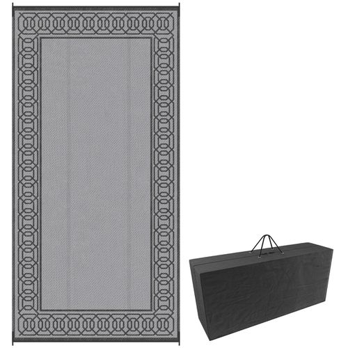 Outdoor Rug & Bag, 9' x 18' Plastic Rug, & Border - Black and gray border
