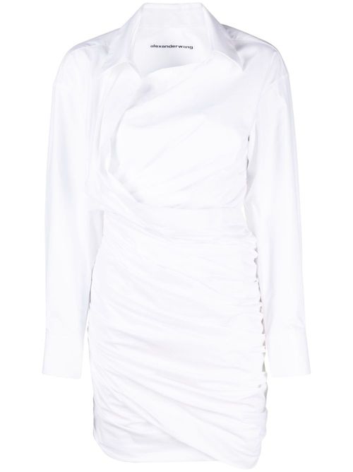 Asymmetric cotton shirtdress - White