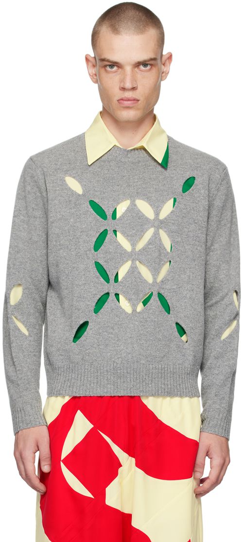 Stefan Cooke Gray Slashed Sweater