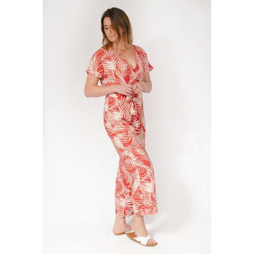 New Look Womens Summer Print Tie Waist Short Sleeve Jumpsuit - Red - Size 8 UK