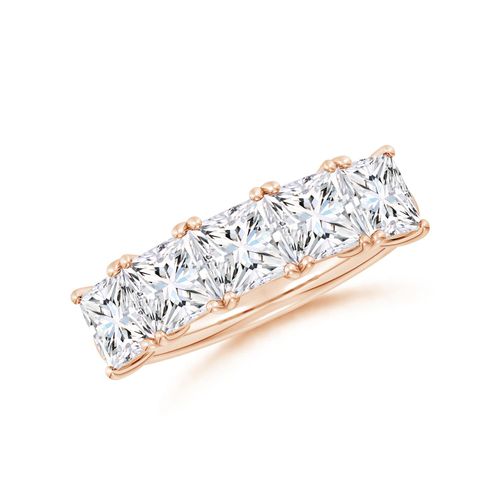 Angara 3.5 Carats Lab-Grown Princess-Cut Diamond Five Stone Classic Anniversary Ring in 18K Rose Gold