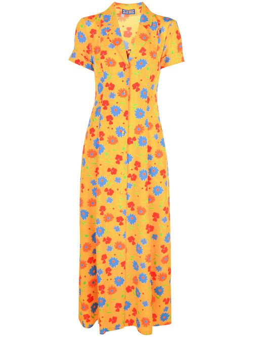 Floral print full-length dress - Yellow