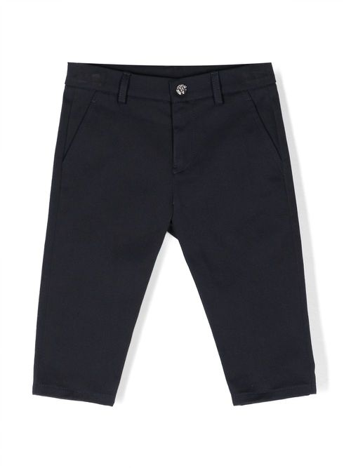 Logo-embroidered cotton trousers - Blue