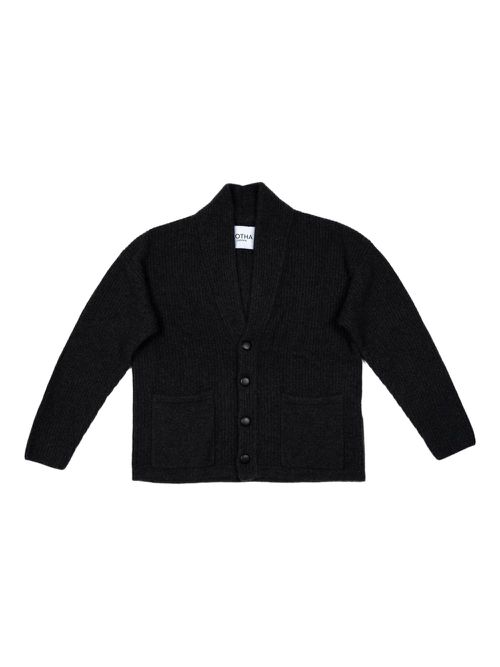 Ribbed-knit cardigan - Black