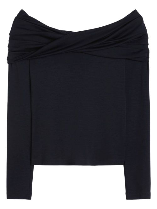 Wool Off-The-Shoulder Draped Top