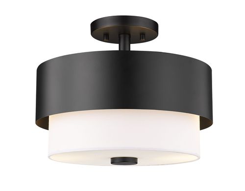 Matte Black Two Light Semi Flush Mount from the Counterpoint Collection