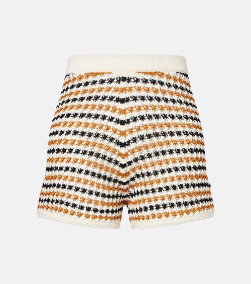 Disco open-knit cotton-blend shorts