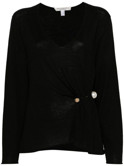 Pin-detail sweater - Black