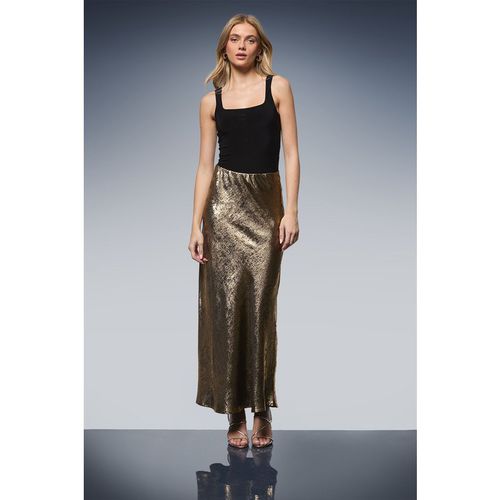 Oasis Womens Metallic Satin Slip Skirt - Gold