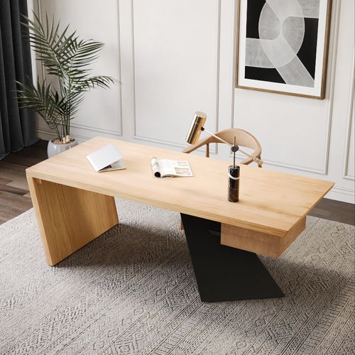 Cabstract Industrieller Schreibtisch 1400 mm mit Schublade aus Naturholz