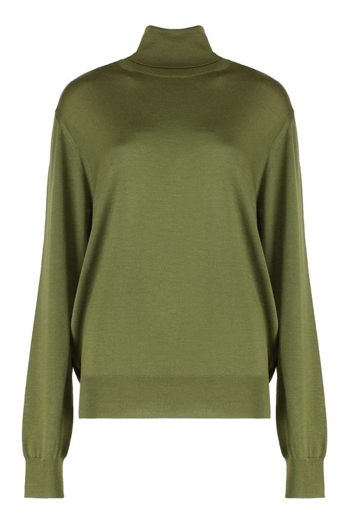 Wool Blend Turtleneck Sweater — Green