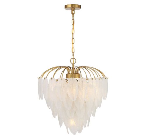 Warm Brass Six Light Chandelier from the Boa Collection