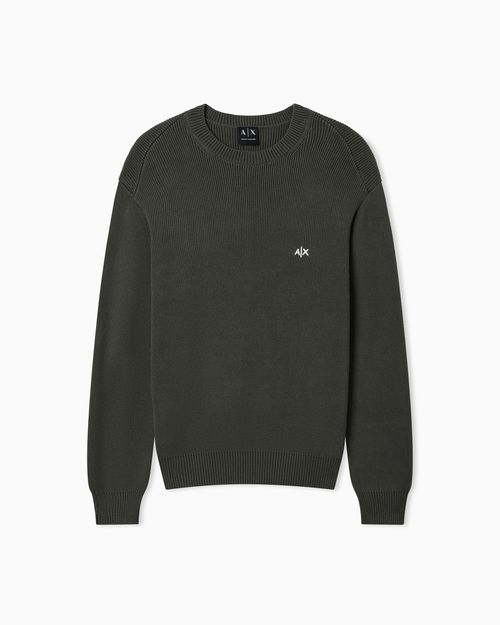 Crew neck sweater with embroidered logo