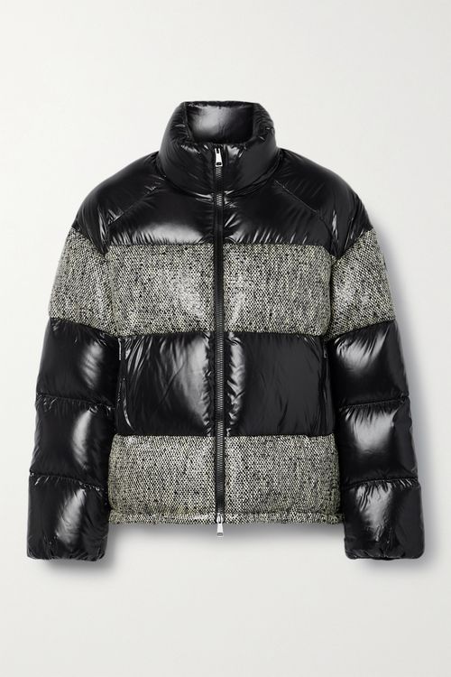 Erine Quilted Coated-tweed And Shell Down Jacket - Black - 1