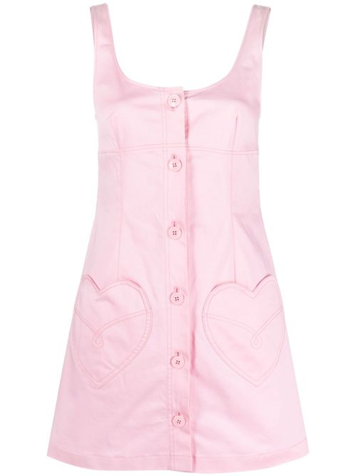 Heart-motif stretch-cotton midi dress - Pink