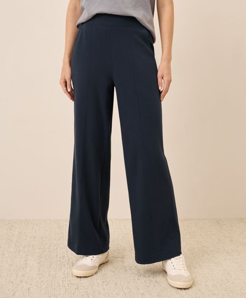 Women's Midnight Blue Airplane Pintuck Wide Leg Pant