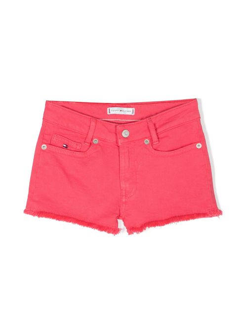 Frayed-hem denim shorts - Pink