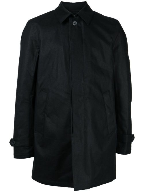 Plain linen shirt jacket - Black