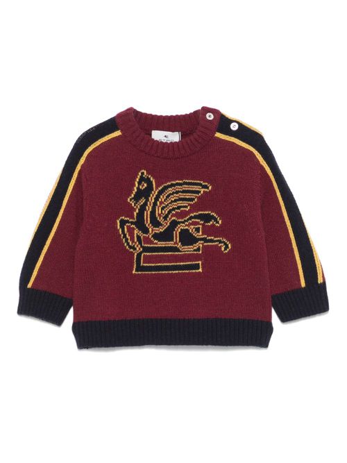 Pegaso-intarsia sweater - Red