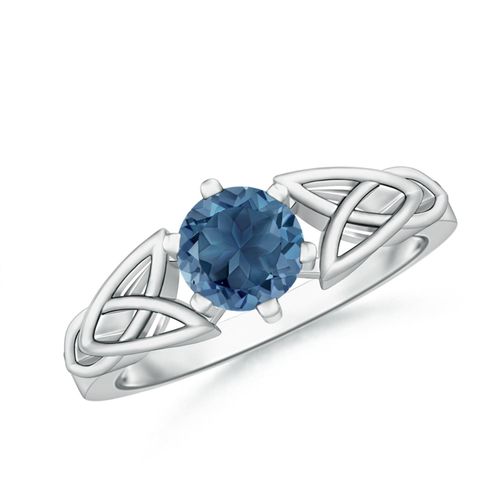 Angara 0.95 Carat Solitaire Round London Blue Topaz Celtic Knot Ring in Platinum